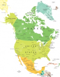  Magnetic map of North America, political, colored