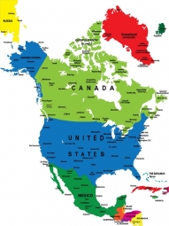  Magnetic map of North America, illustrated, colored