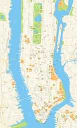  Magnetic map of New york, detailed, with labels