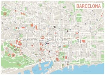  Magnetic map of Barcelona, detailed, with labels