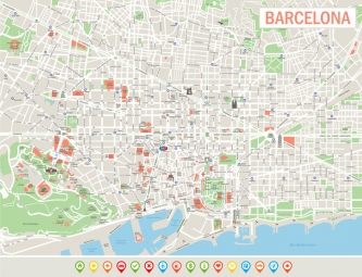  Magnetic map of Barcelona, detailed, with labels