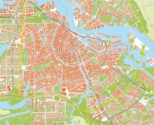 Magnetic map of Amsterdam, detailed, without labels
