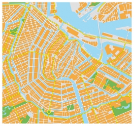  Magnetic map of Amsterdam, detailed, without labels