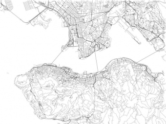  Magnetic map of Hong Kong, roads, detailed