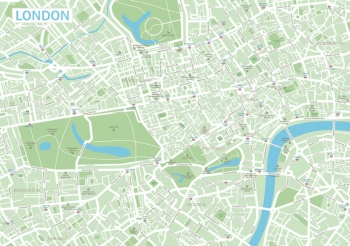  Magnetic map of London, detailed, with labels