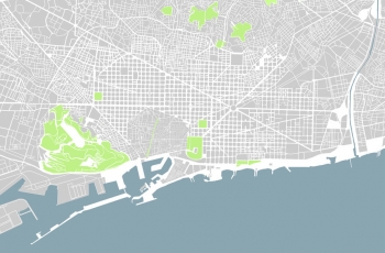  Magnetic map of Barcelona, illustrated, without labels