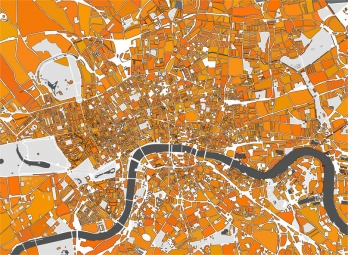  Magnetic map of London, illustrated, colored