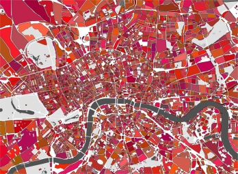  Magnetic map of London, illustrated, colored