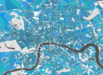  Magnetic map of London, illustrated, colored