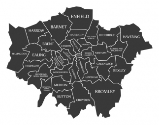  Magnetic map of London, illustrated, black