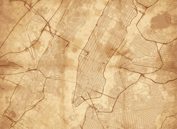  Magnetic map of New york, illustrated, beige