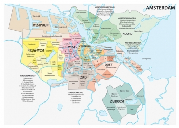  Magnetic map of Amsterdam, administrative, colored
