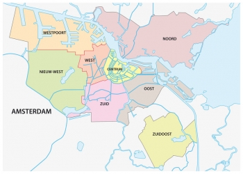  Magnetic map of Amsterdam, administrative, colored