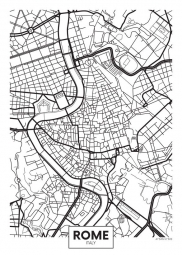  Magnetic map of Rome, illustrated, black and white