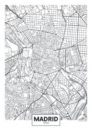  Magnetic map of Madrid, illustrated, black and white