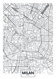 Magnetic map of Milan, illustrated, black and white