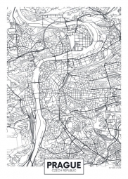  Magnetic map of Prague, illustrated, black and white
