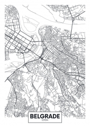  Magnetic map of Belgrade, illustrated, black and white