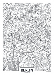  Magnetic map of Berlin, illustrated, black and white