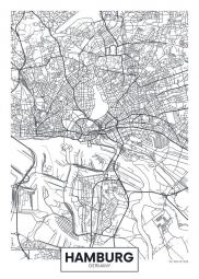  Magnetic map of Hamburg, illustrated, black and white