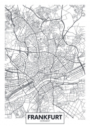  Magnetic map of Frankfurt, illustrated, black and white