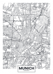  Magnetic map of Munich, illustrated, black and white