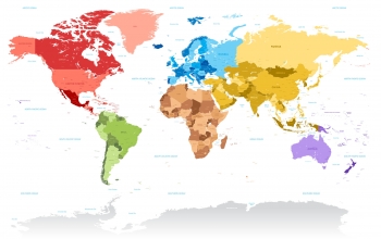  Magnetic map of world, illustrated, colored