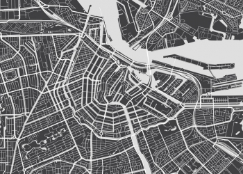  Magnetic map of Amsterdam, illustrated, black