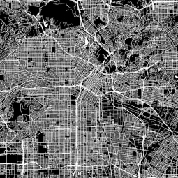  Magnetic map of Los Angeles, illustrated, black and white