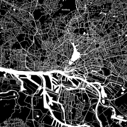  Magnetic map of Hamburg, illustrated, black
