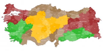  Magnetic map of Turkey, illustrated, colored