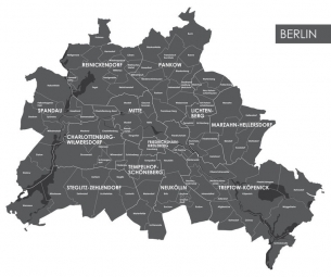  Magnetic map of Berlin, illustrated, grey