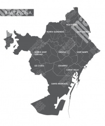  Magnetic map of Barcelona, illustrated, grey