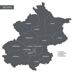  Magnetic map of Beijing, illustrated, grey