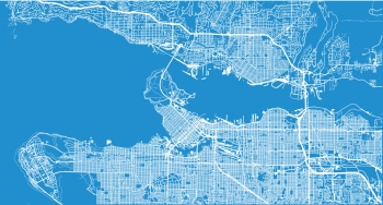  Magnetic map of Vancouver, illustrated, blue