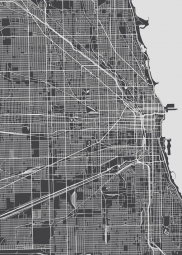  Magnetic map of Chicago, illustrated, black and white