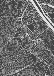  Magnetic map of Vienna, illustrated, black and white