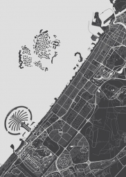  Magnetic map of Dubai, illustrated, black and white