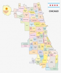  Magnetic map of Chicago, administrative, colored