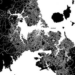  Magnetic map of Auckland, illustrated, black and white