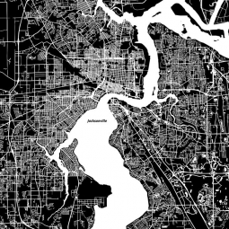  Magnetic map of Jacksonville, illustrated, black and white