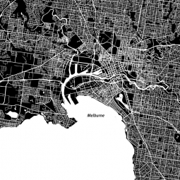  Magnetic map of Melbourne, illustrated, black and white