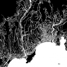  Magnetic map of Nice, illustrated, black and white