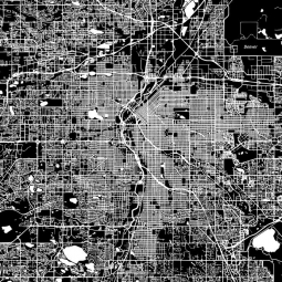  Magnetic map of Denver, illustrated, black and white