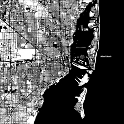  Magnetic map of Miami, illustrated, black and white