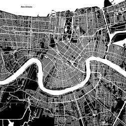  Magnetic map of New Orleans, illustrated, black and white