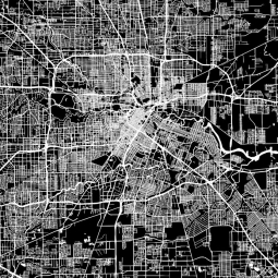  Magnetic map of Houston, illustrated, black and white
