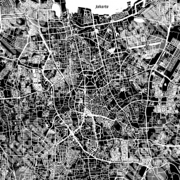 Magnetic map of Jakarta, illustrated, black and white