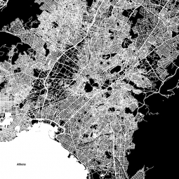  Magnetic map of Athens, illustrated, black and white