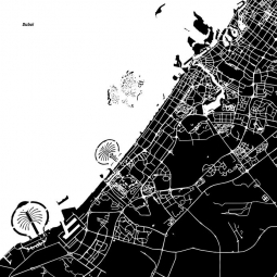  Magnetic map of Dubai, illustrated, black and white